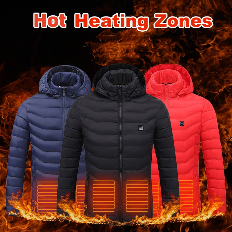 Chaqueta térmica de invierno con calefacción USB, abrigo de algodón con cremallera, calentador térmico, chaleco calefactor para hombre.