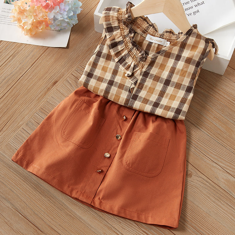Conjunto Dos Piezas Manga Corta y Short para Niñas — Algodón