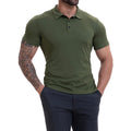 Camisa de manga corta transpirable informal con cuello de solapa para hombre, versátil y que combina con todo.