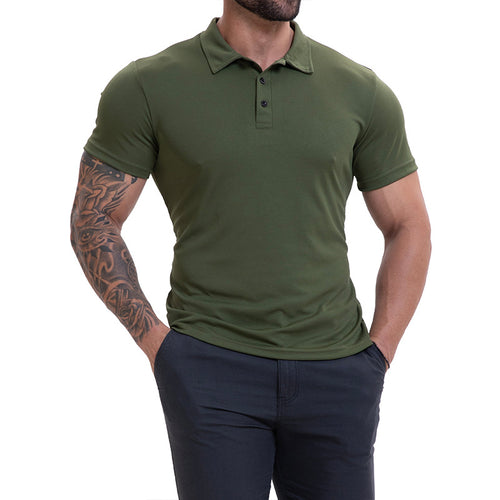 Camisa de manga corta transpirable informal con cuello de solapa para hombre, versátil y que combina con todo.