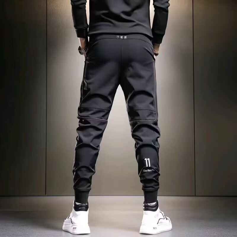 Pantalones deportivos de secado rápido para hombre, corte ajustado, elásticos y versátiles, con cordones en los tobillos, ideales para otoño.