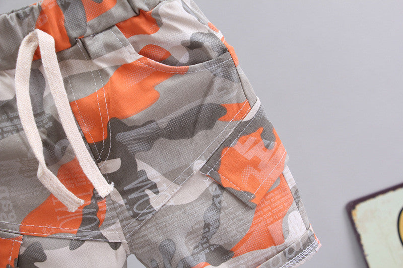 Conjunto Estilo Militar para Niño — Camuflaje Camiseta y Pantalón Corto