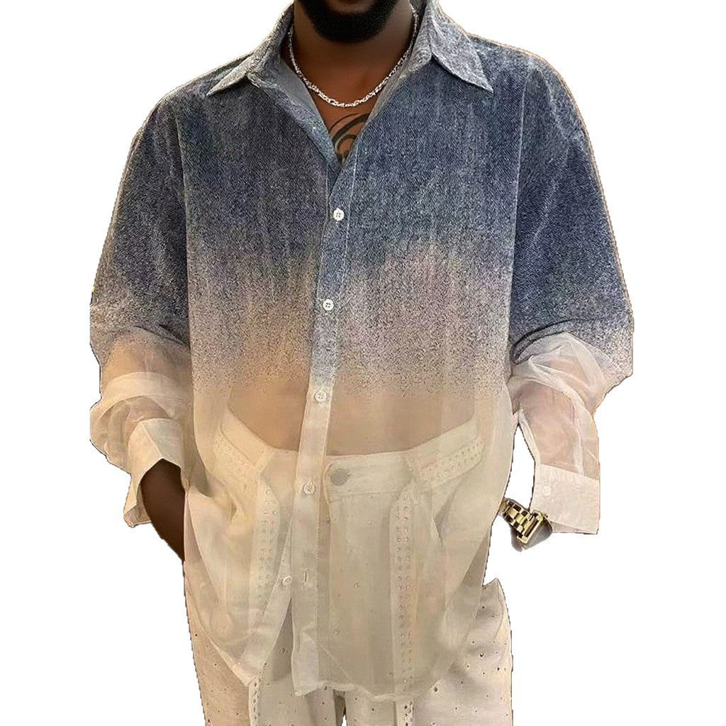 camisa fina y trasparente de dos colores