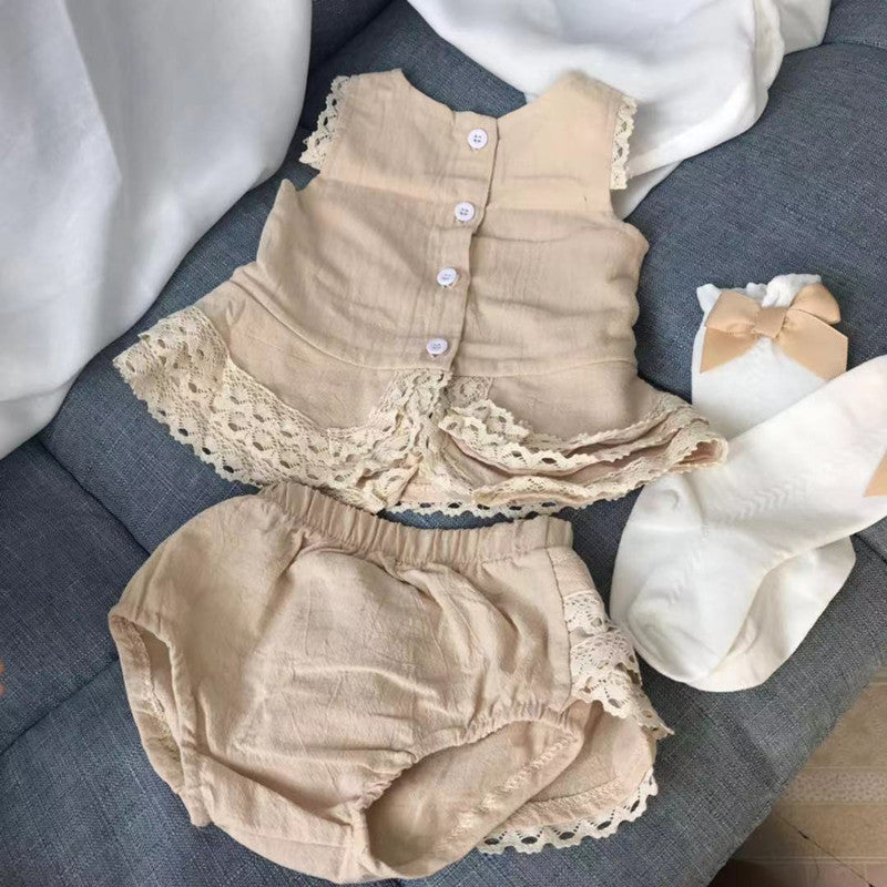 Falda de encaje sin mangas para bebé niña