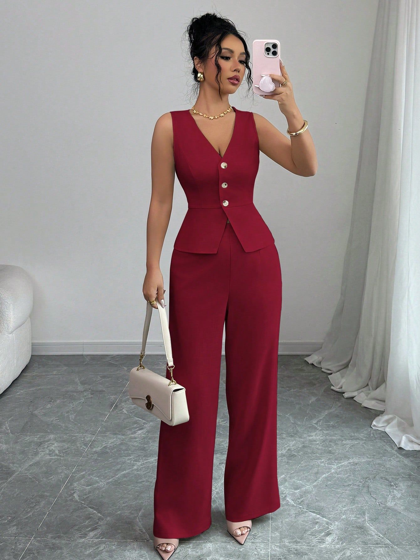 Conjunto Mujer Dos Piezas Pantalón Pata Ancha