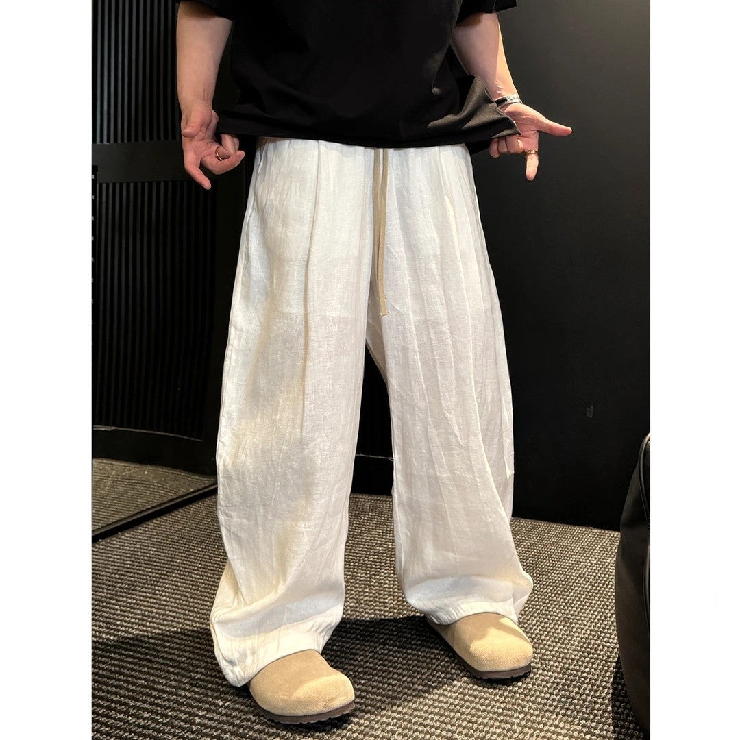 Pantalones casuales de pierna ancha de color liso, versátiles ya la moda.