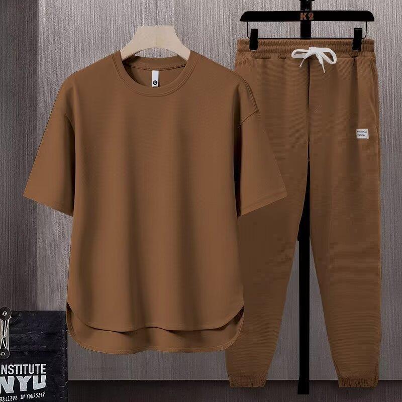 Conjunto de pantalón deportivo de cuello redondo para hombre, ideal para el verano.