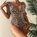 Bañador Mujer con Volantes Estampado Leopardo Efecto Adelgazante