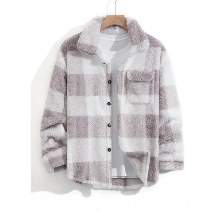 Chaqueta de forro polar gruesa, informal y versátil para hombre.
