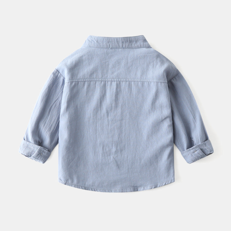 Camisa de Niño Color Liso con Cuello Alto — Moda Infantil