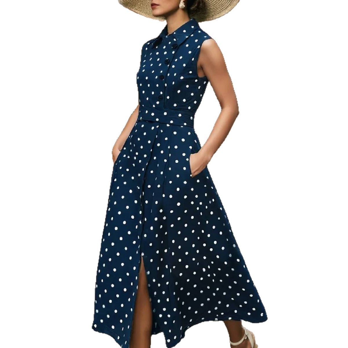 Vestido casual de moda para mujer con estampado de lunares.