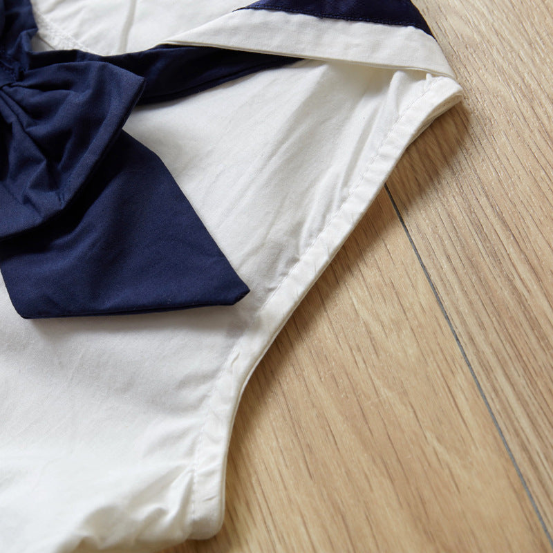 Vestido de Marinera Blanco y Azul Marino para Niñas