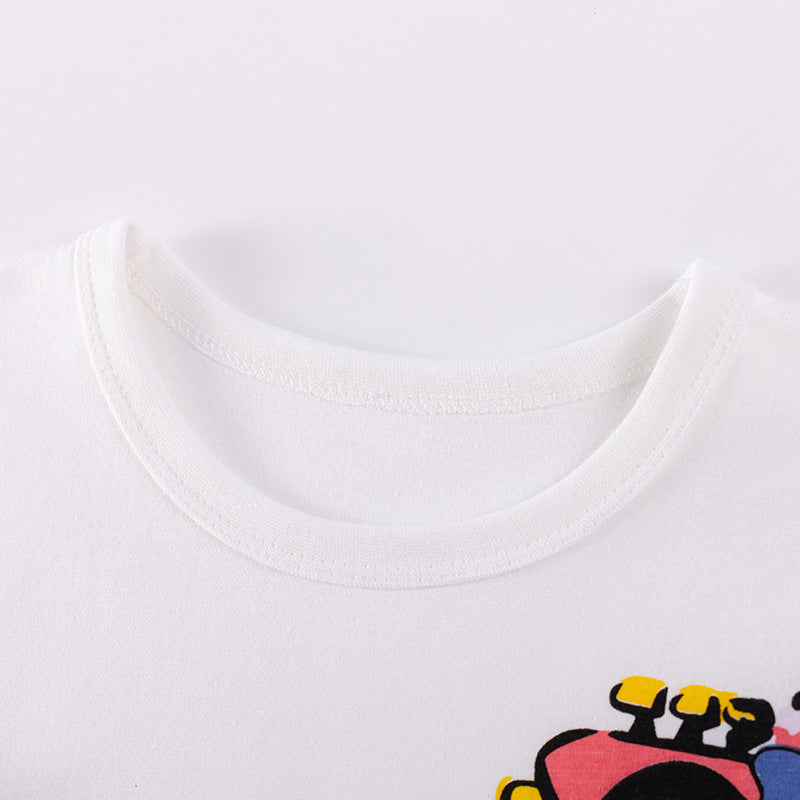 Conjunto informal de verano para niños con estampado de coche de dibujos animados
