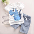 Conjunto de Pantalón Corto a Rayas con Estampado de Dinosaurio para Niño — Algodón 97%
