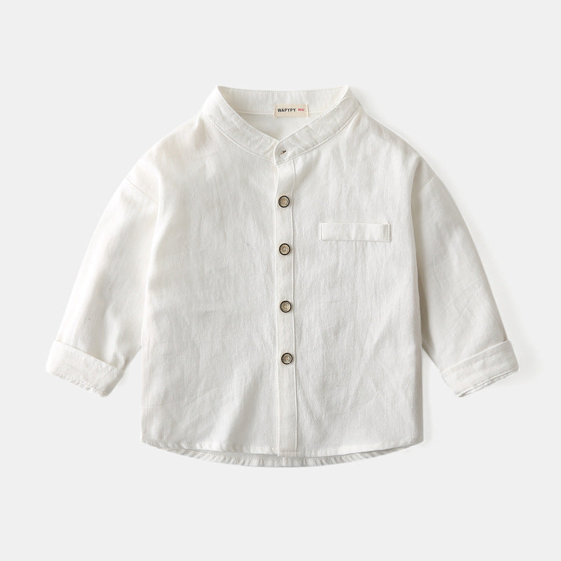 Camisa de Niño Color Liso con Cuello Alto — Moda Infantil