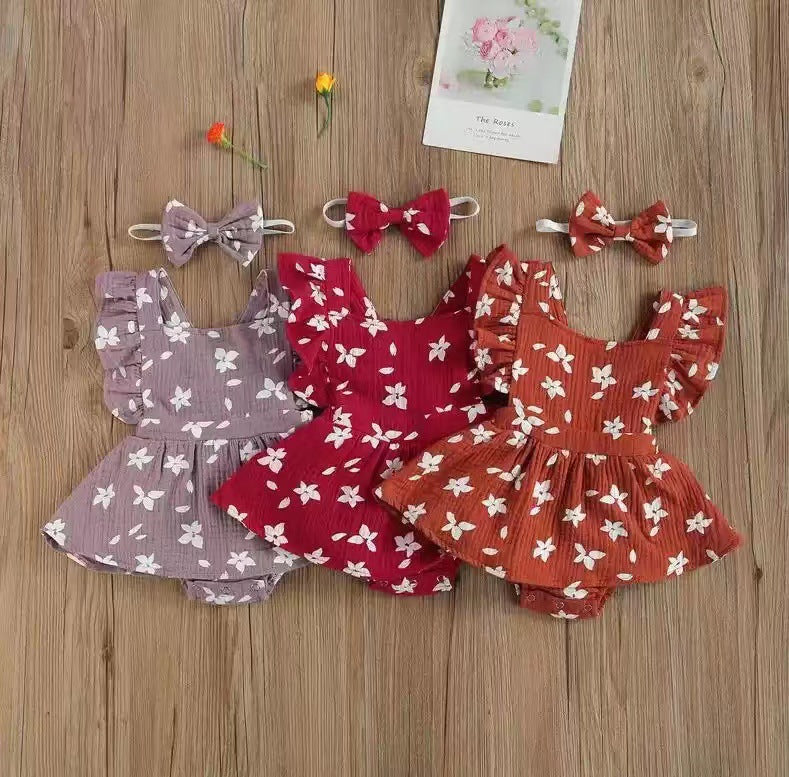 Pelele para Niña con Estampado y Lazo — Algodón Bebé