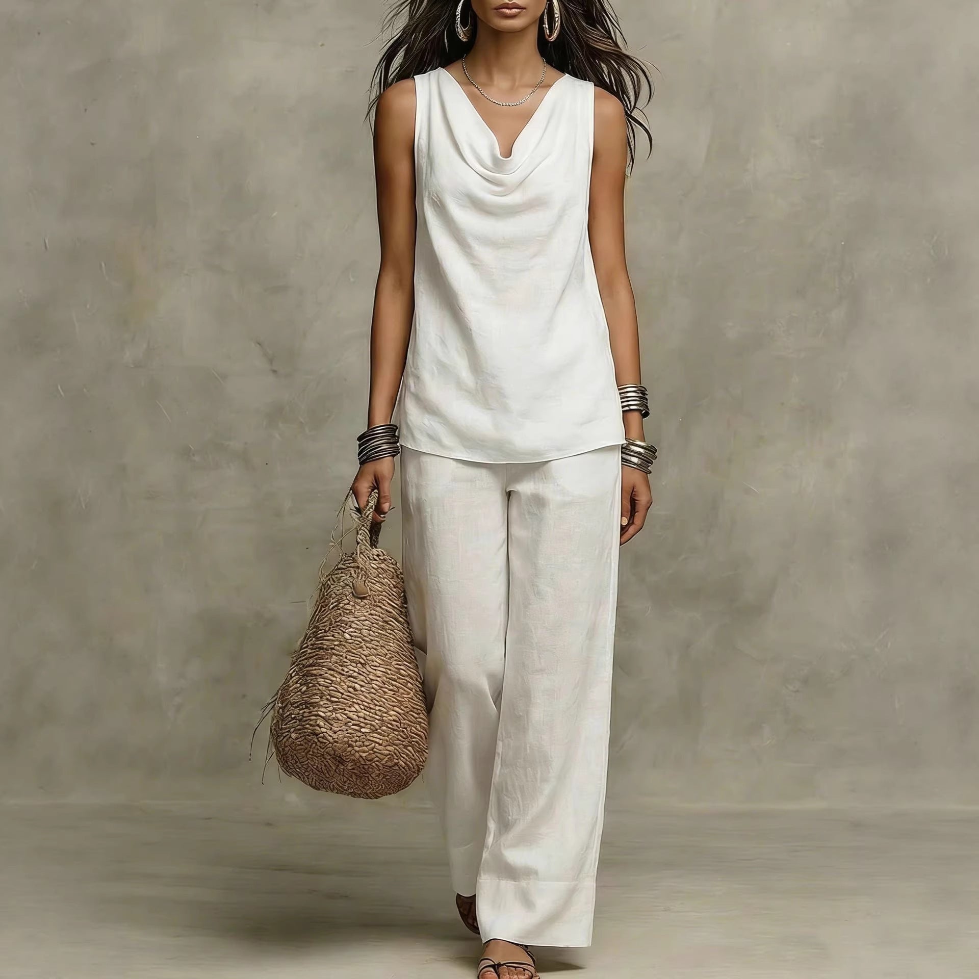 Conjunto de Top sin Mangas con Escote para Mujer