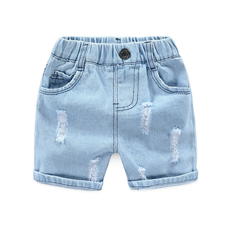 Pantalones Cortos Vaqueros Rotos para Niño — Denim Verano