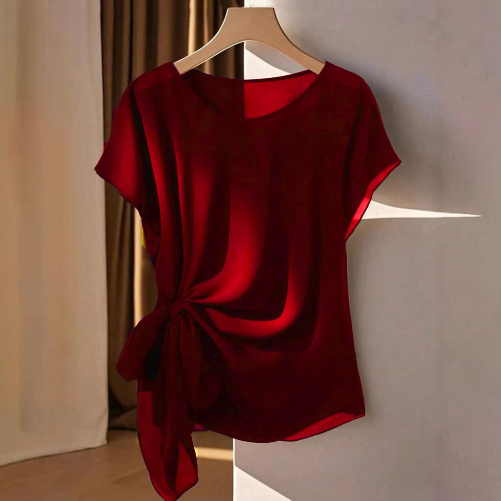 Camiseta de cuello redondo ligera para mujer, nueva colección de verano.