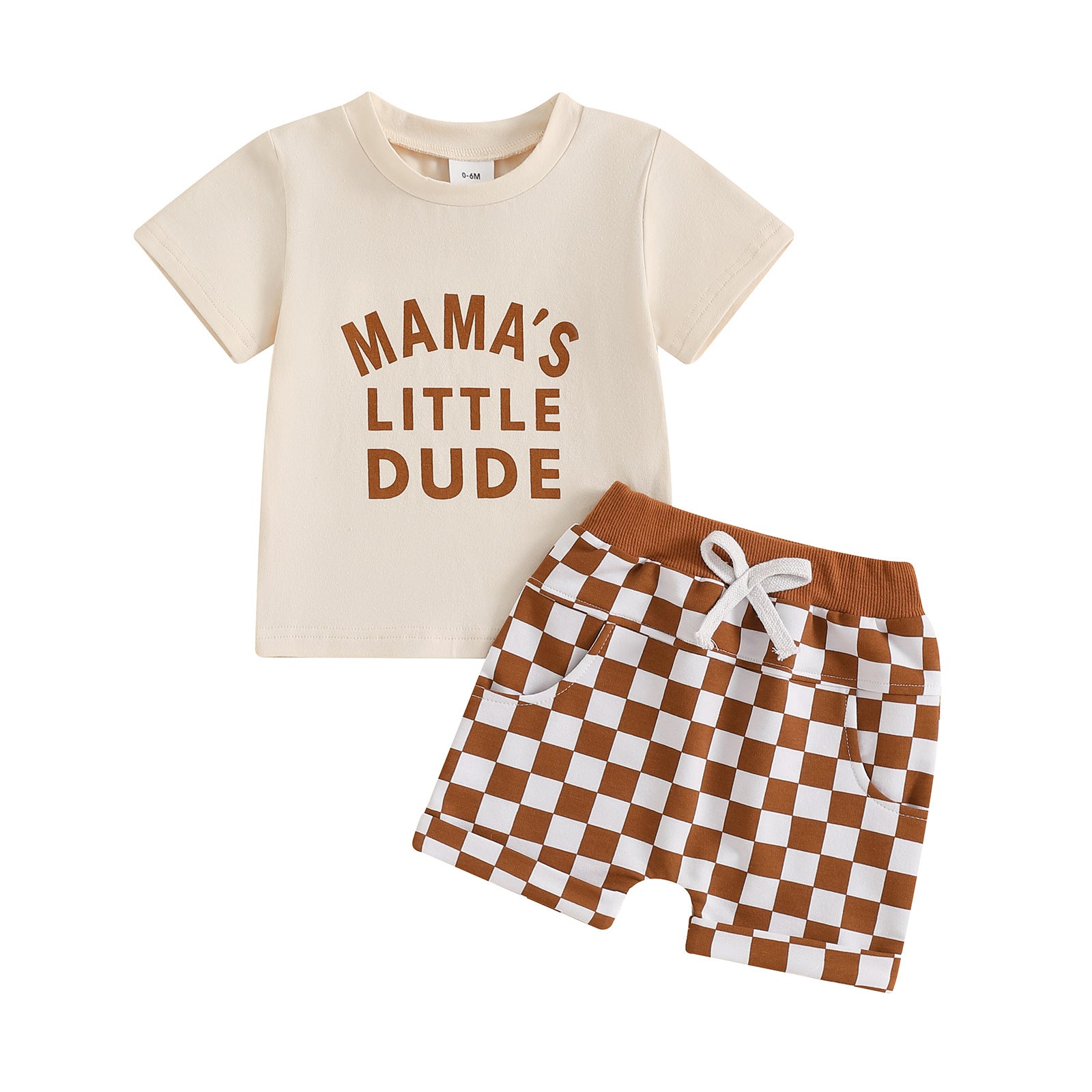 Conjunto Informal de Manga Corta con Estampado de Letras para Niños — Moderno y Cómodo