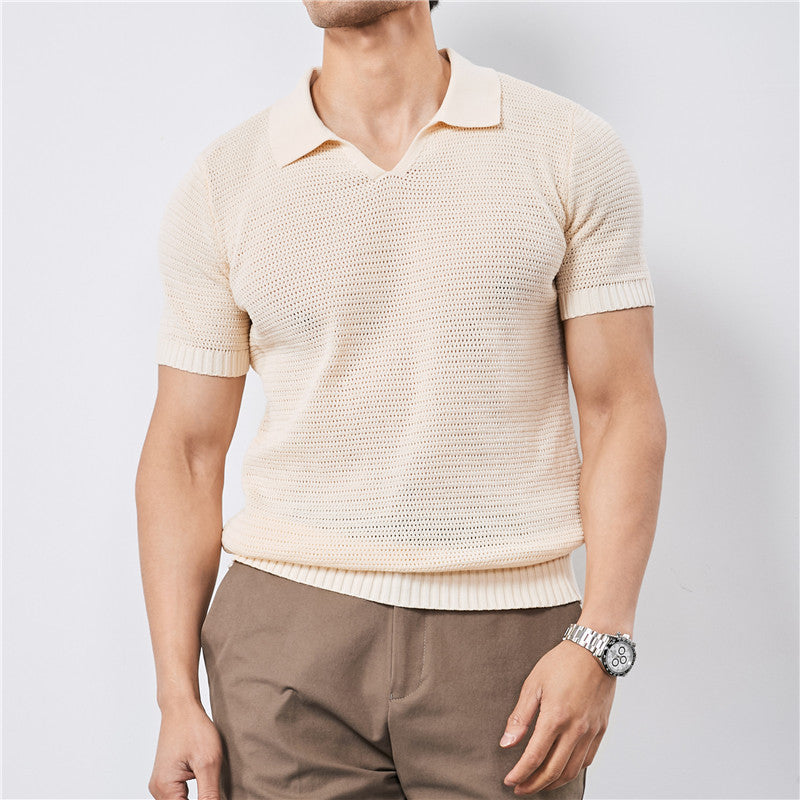 Polo de manga corta de punto liso para hombre