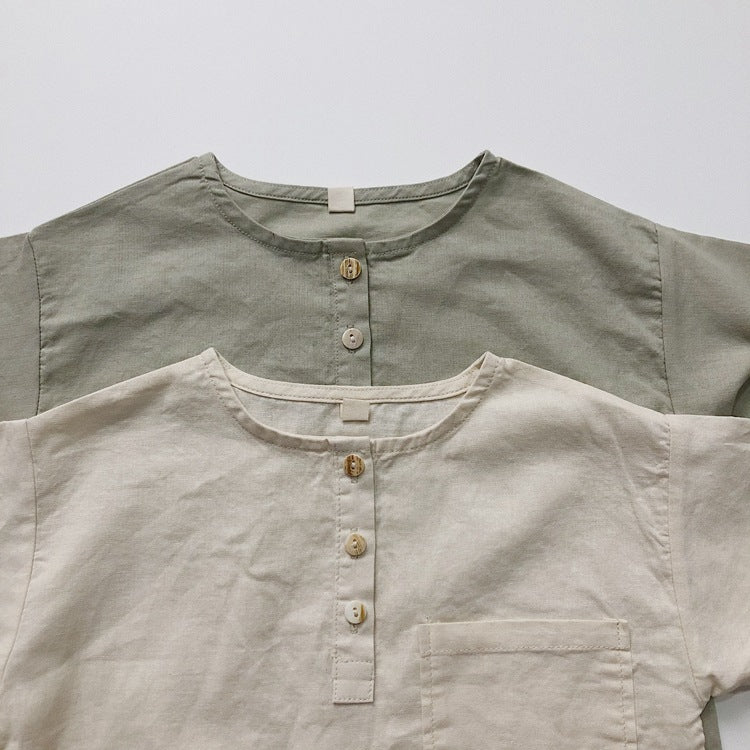 Camiseta Infantil de Ramio Transpirable — Estilo Retro Verano