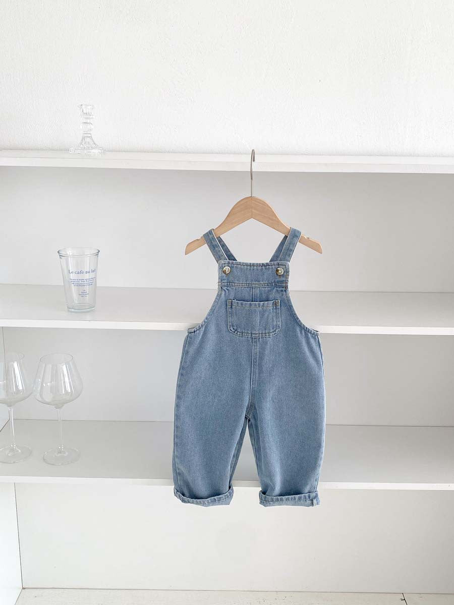 Mono vaquero informal con tirantes para bebé y niño pequeño