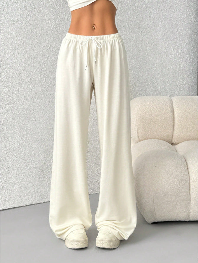 Pantalones Deportivos de Pierna Ancha Color Liso para Mujer