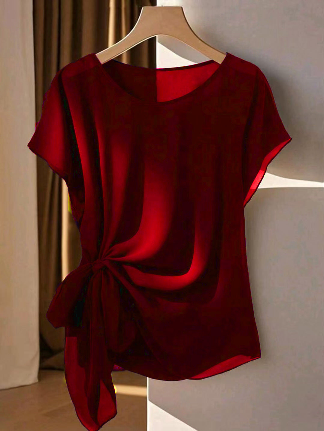 Camiseta de cuello redondo ligera para mujer, nueva colección de verano.