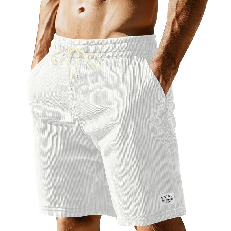 Pantalones cortos de hombre de color liso, con cordones, corte holgado y pierna recta para el verano