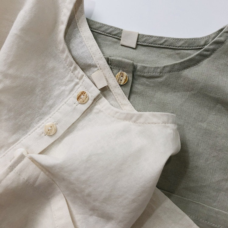 Camiseta Infantil de Ramio Transpirable — Estilo Retro Verano