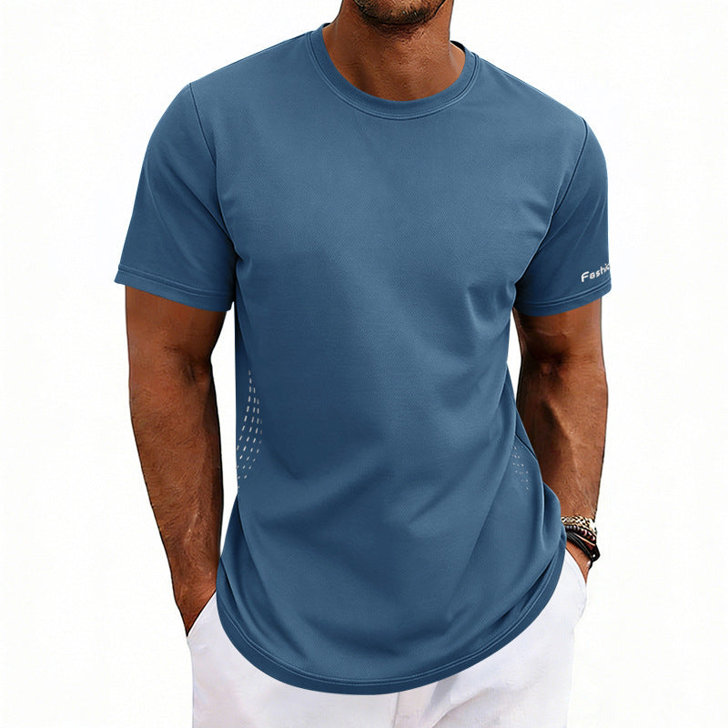 Camiseta deportiva de verano de manga corta con cuello redondo y secado rápido para hombre, tallas grandes