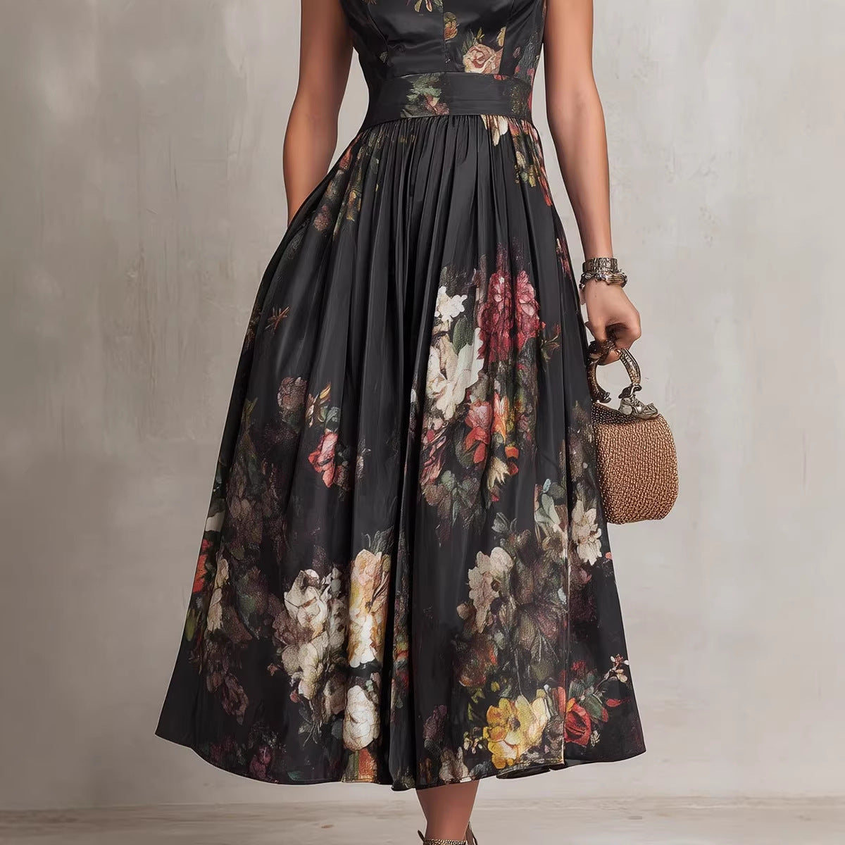 Vestido sin Mangas Estampado Slim Fit para Mujer