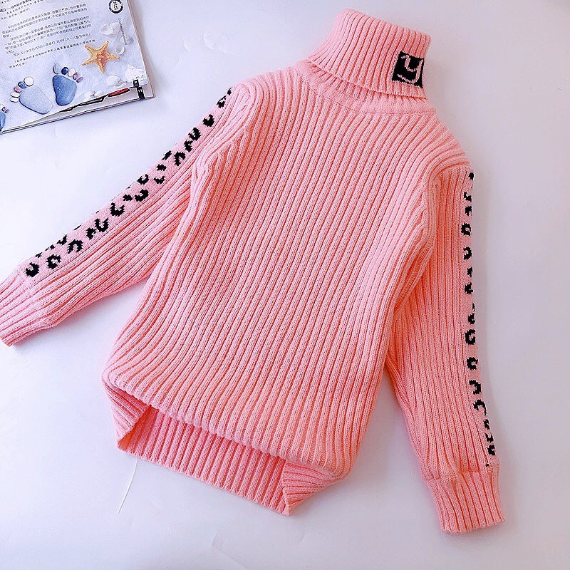 Jersey Estampado Leopardo Niña Cuello Alto