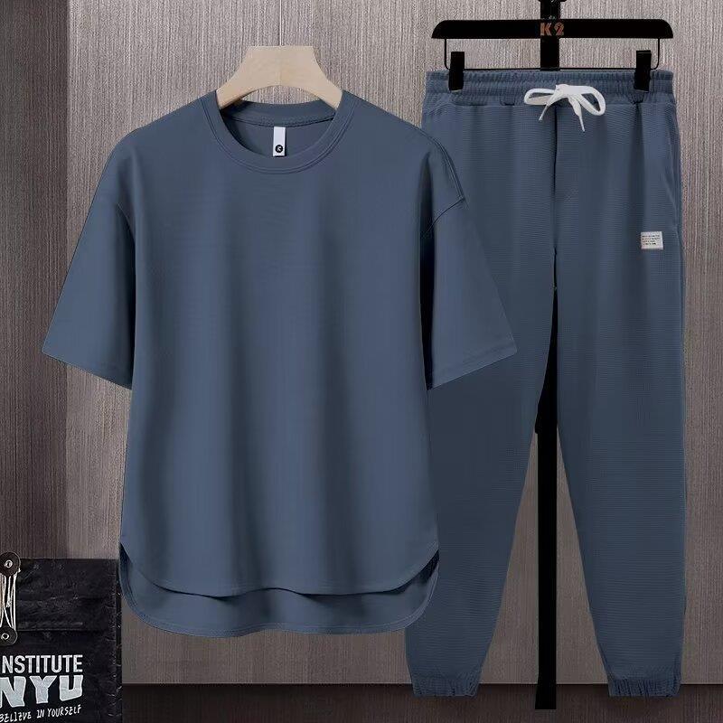Conjunto de pantalón deportivo de cuello redondo para hombre, ideal para el verano.