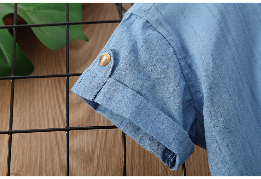 Camisa de Manga Corta de Color Liso para Niño — Estilo Coreano Verano