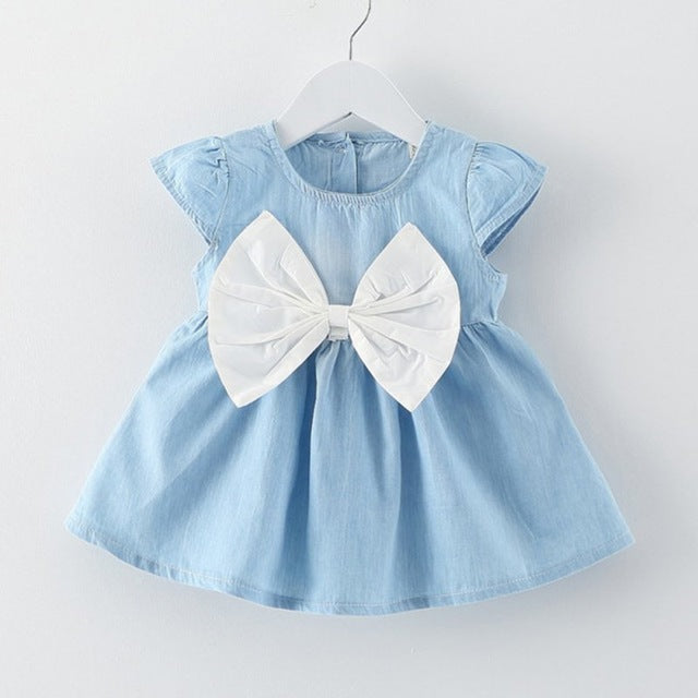 Vestido Vaquero con Lazo para Niña — Algodón Verano
