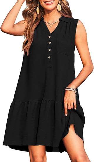 Vestido sin mangas con botones y escote en V para primavera y verano