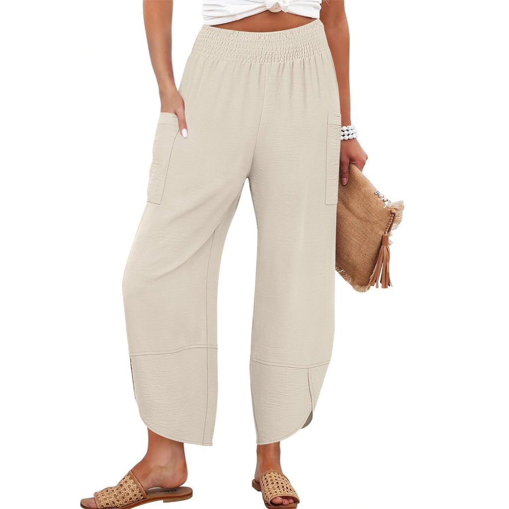 Pantalones cortos holgados de talle alto y color liso con bolsillos laterales, ideales para el verano