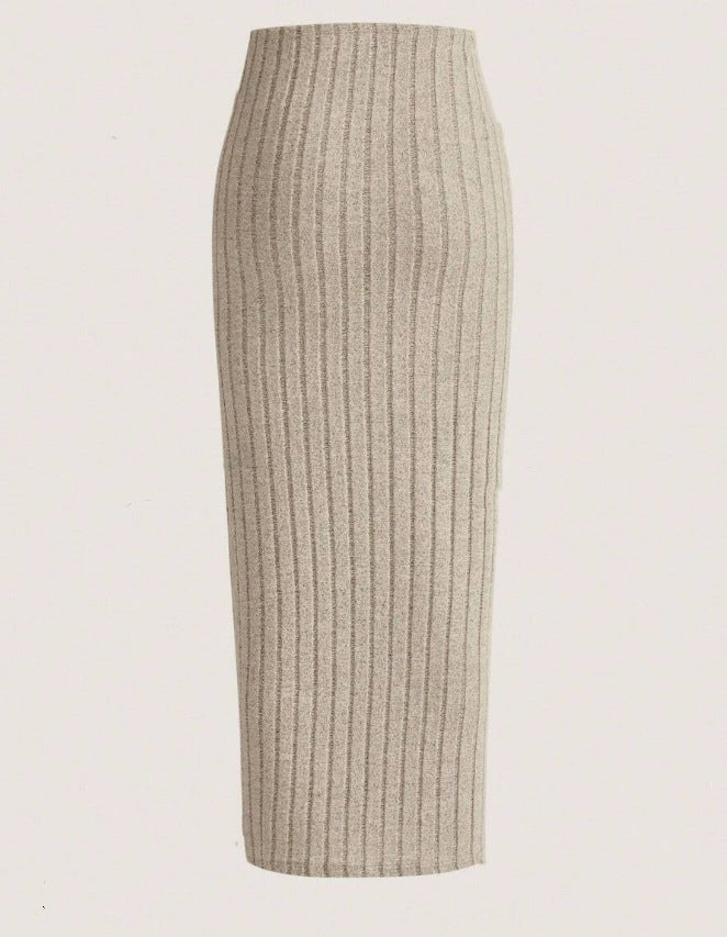 Falda Midi Versátil e Informal Gris Claro para Mujer
