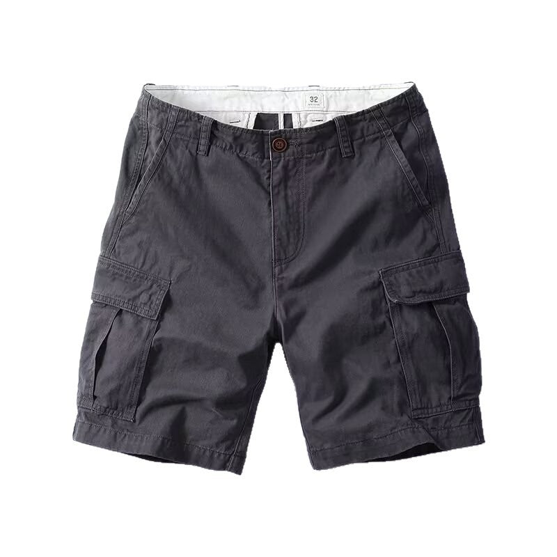 Pantalones cargo de estilo retro para hombre, de corte relajado y largo medio, con múltiples bolsillos.