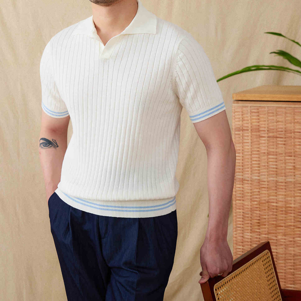 Polo de Algodón y Lúno para Hombre Manga Corta