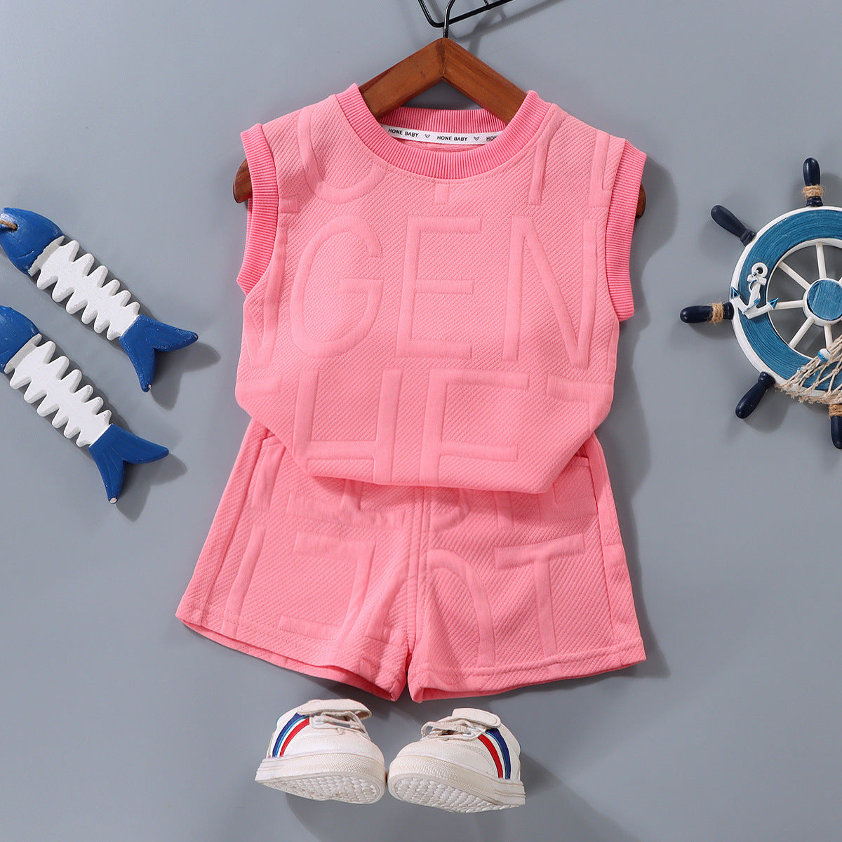 Conjunto de Dos Piezas: Camiseta sin Mangas y Pantalón Corto para Niños — Estilo Coreano