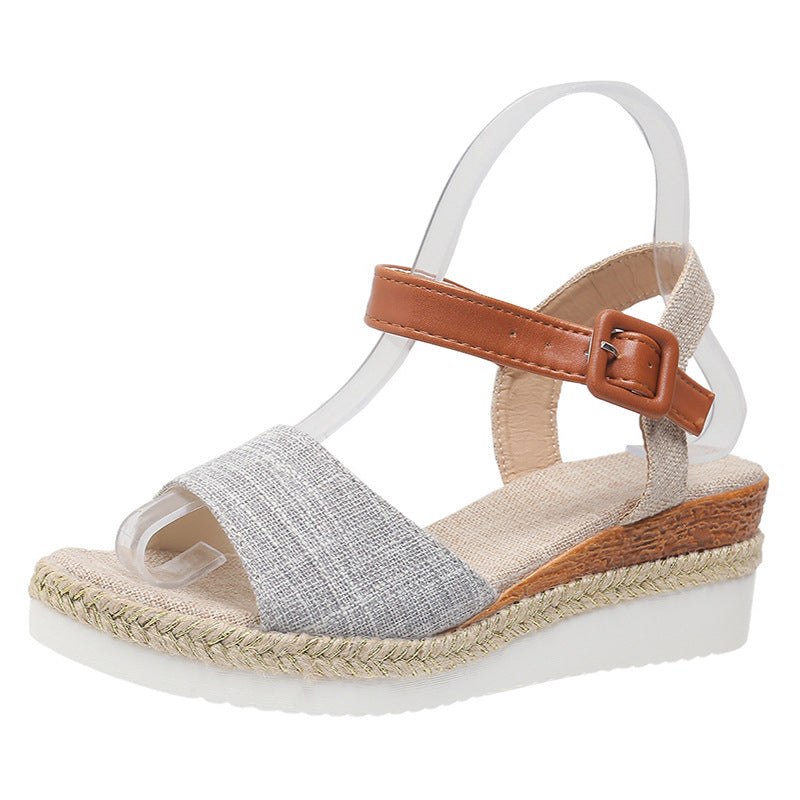 Sandalias de Cuña Informales con Tira en el Tobillo