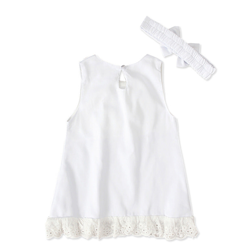 Vestido Sin Mangas con Lazo para Bebé Niña — Poliéster Blanco