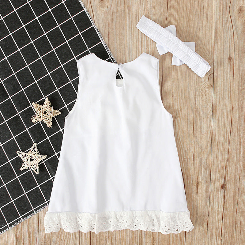 Vestido Sin Mangas con Lazo para Bebé Niña — Poliéster Blanco