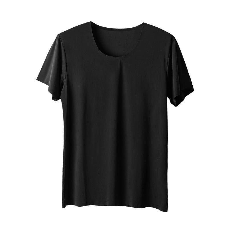 Camiseta de manga corta sin costuras de seda helada para hombre, ideal para el verano.