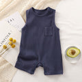 Breathable Solid Color Cotton Rompers for Babies