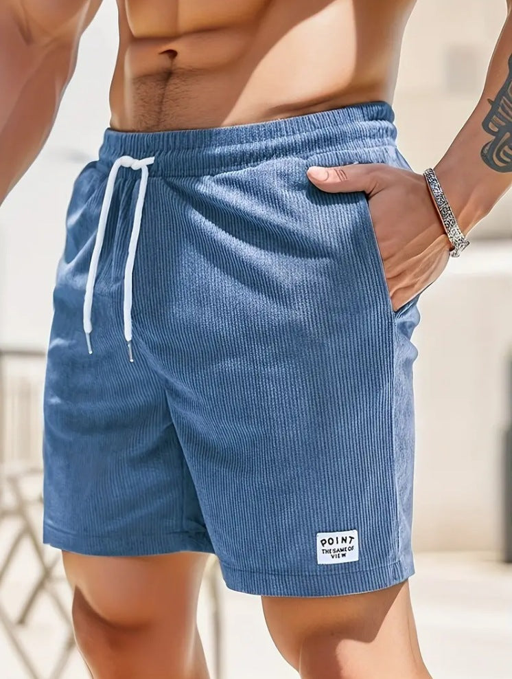 Pantalones cortos de hombre de color liso, con cordones, corte holgado y pierna recta para el verano