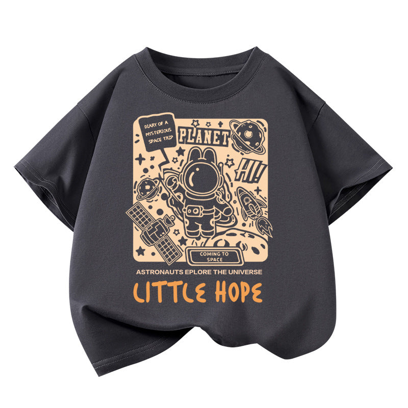 Camiseta de manga corta holgada de algodón para niño